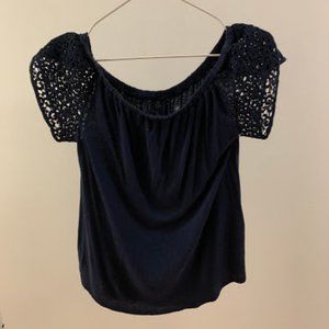 Off the Shoulder Navy Blue Top